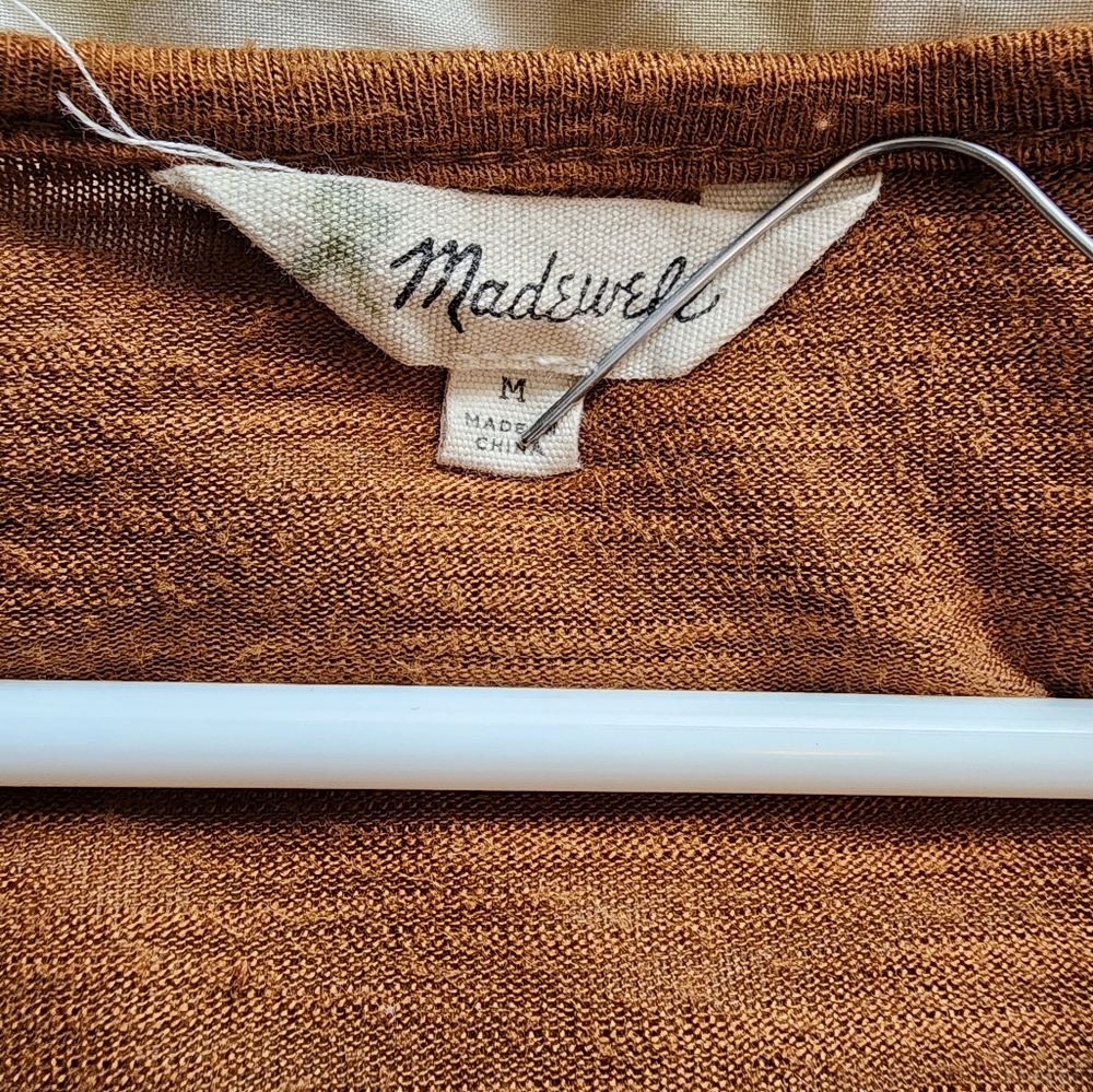 Madewell Long-Sleeve Copper V-Neck Hi-low Tee SZ Medium - Picture 4 of 6